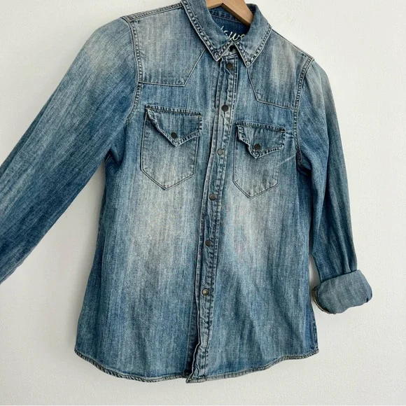 Madewell Washed Blue Denim Western Shirt Small - Picture 3 of 5